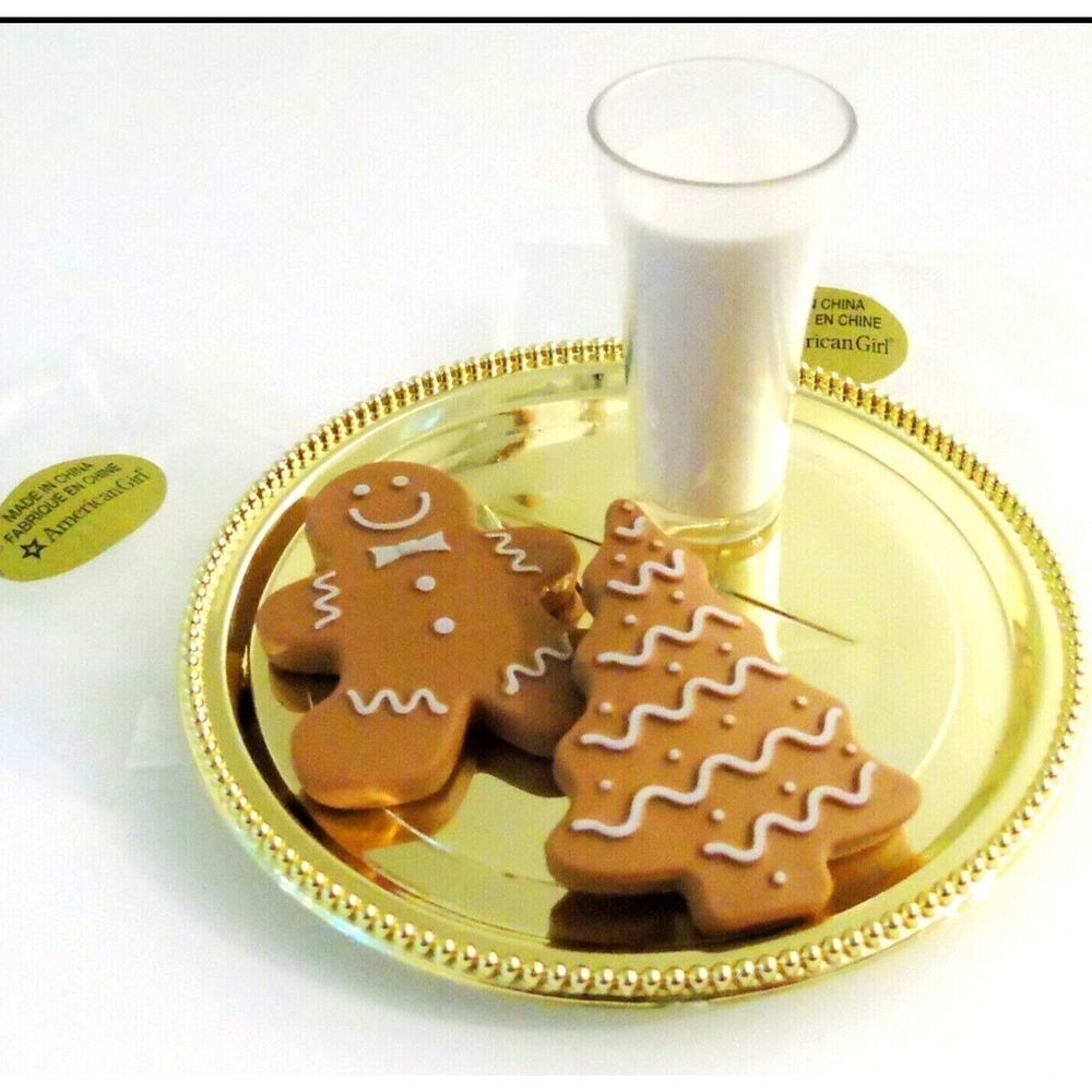 American Girl Doll Julie Christmas COOKIES FOR SANTA + MILK + PLATE Gingerbread